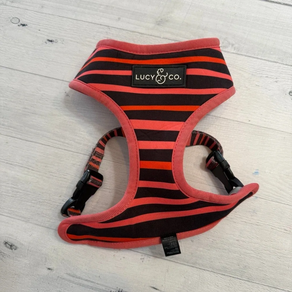 Lucy & Co pet reversible floral and stripe pet harness‎ small